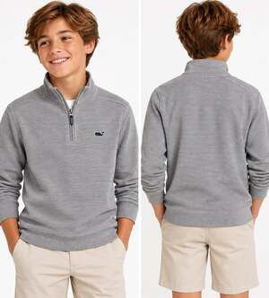Vineyard Vines Boys Quarter Zip Pullover M Gray Pinstripe Golf Preppy NWT
